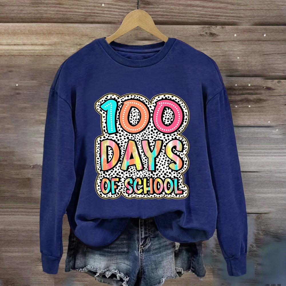 100 Days Of School Gradient Letter Print Sweatshirt