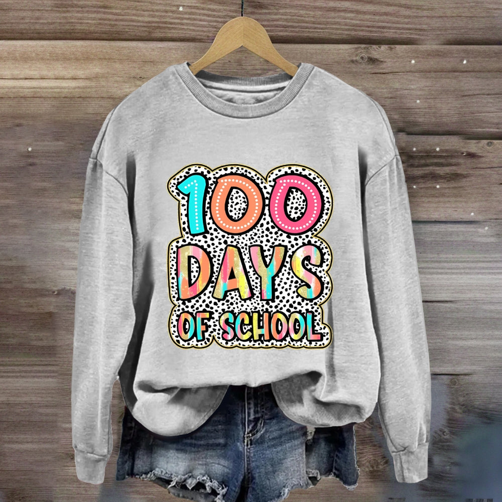 100 Days Of School Gradient Letter Print Sweatshirt
