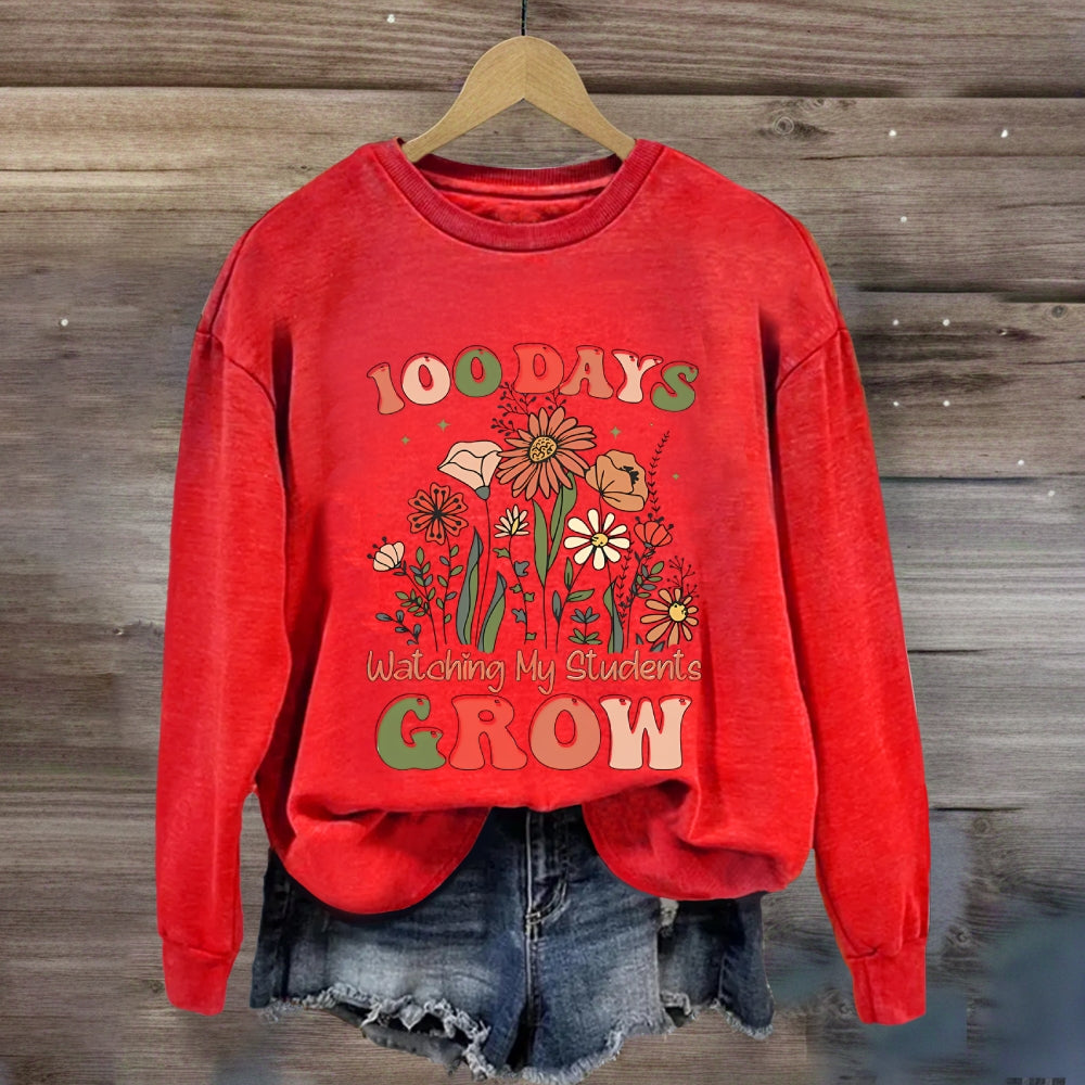 100 Days Watching My Students Grow Floral Sweatshirt
