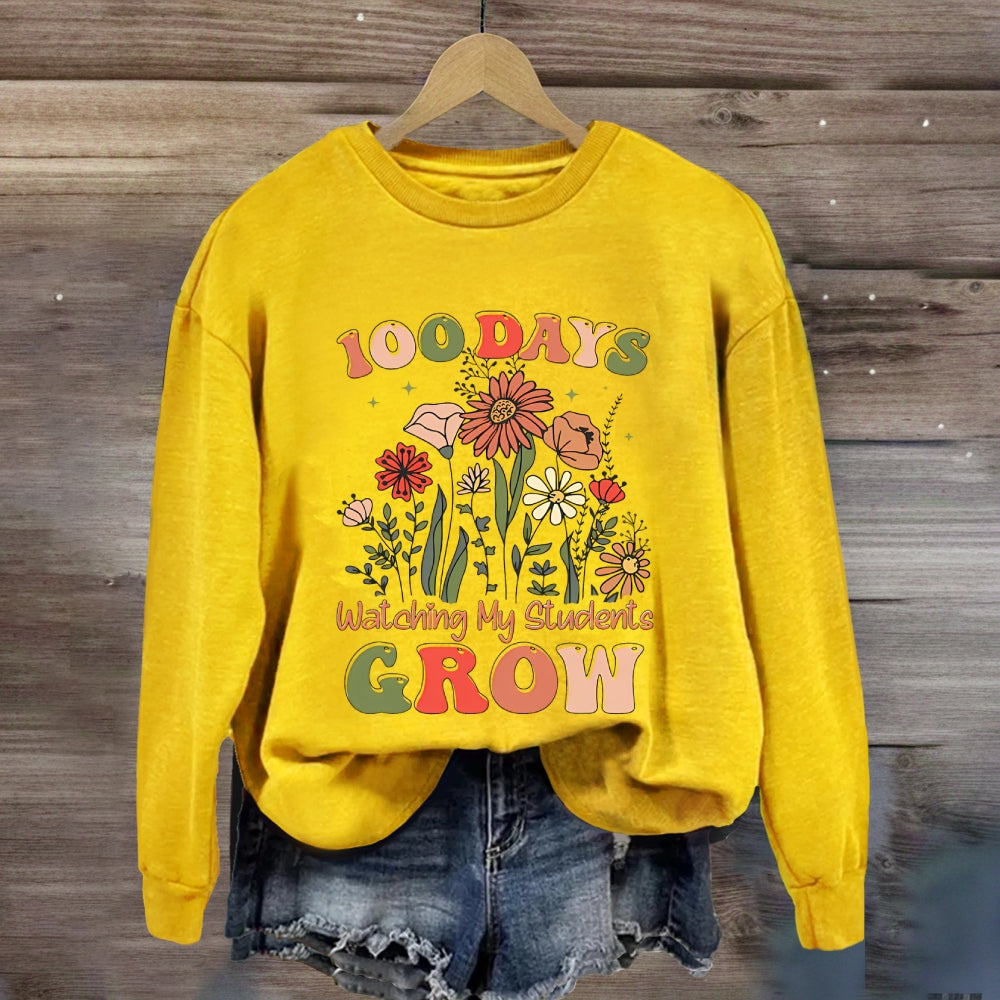 100 Days Watching My Students Grow Floral Sweatshirt