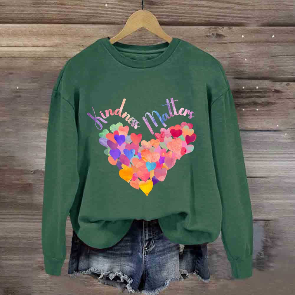 Kindliness Matters Colorful Heart Sweatshirt