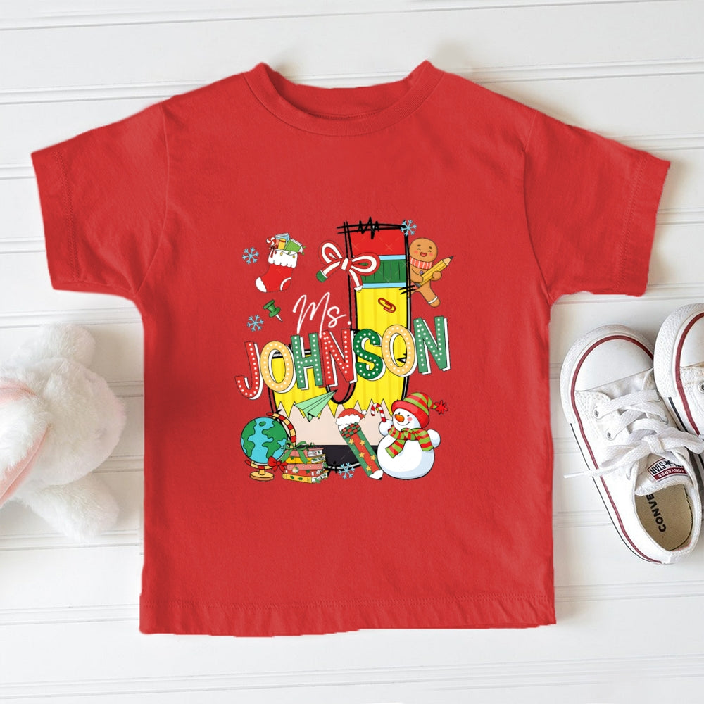 Personalized Name Snowman Toddler T-Shirts