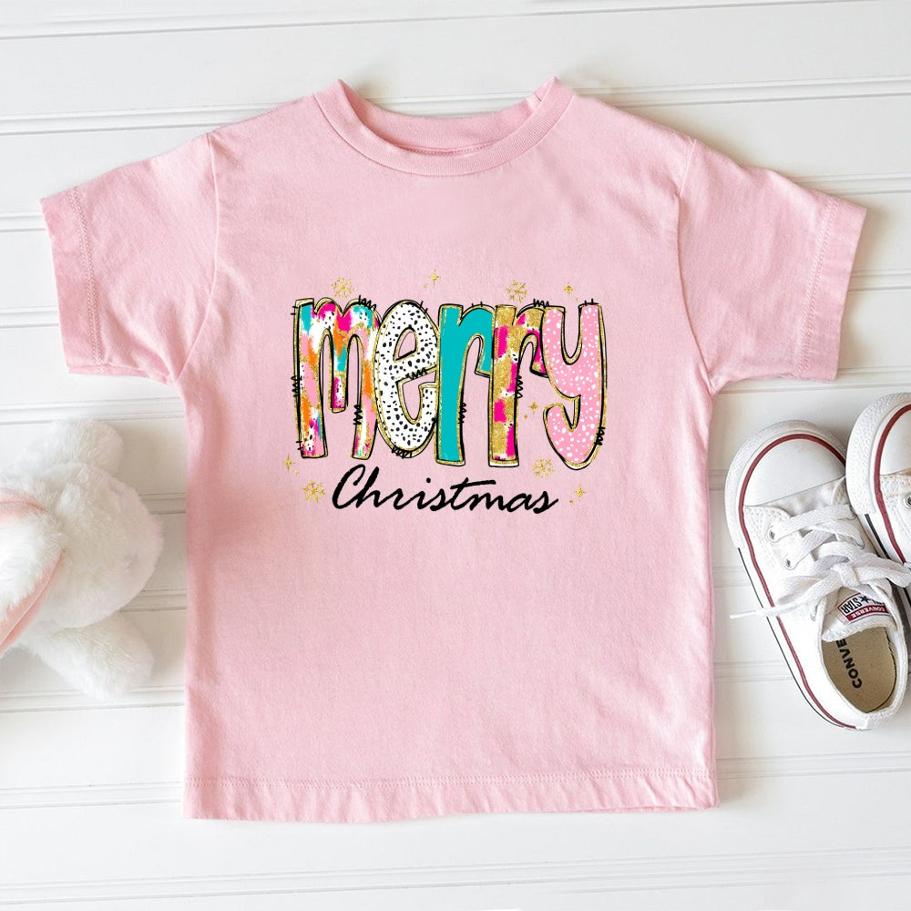 Merry Christmas Golden Snow Toddler T-Shirts