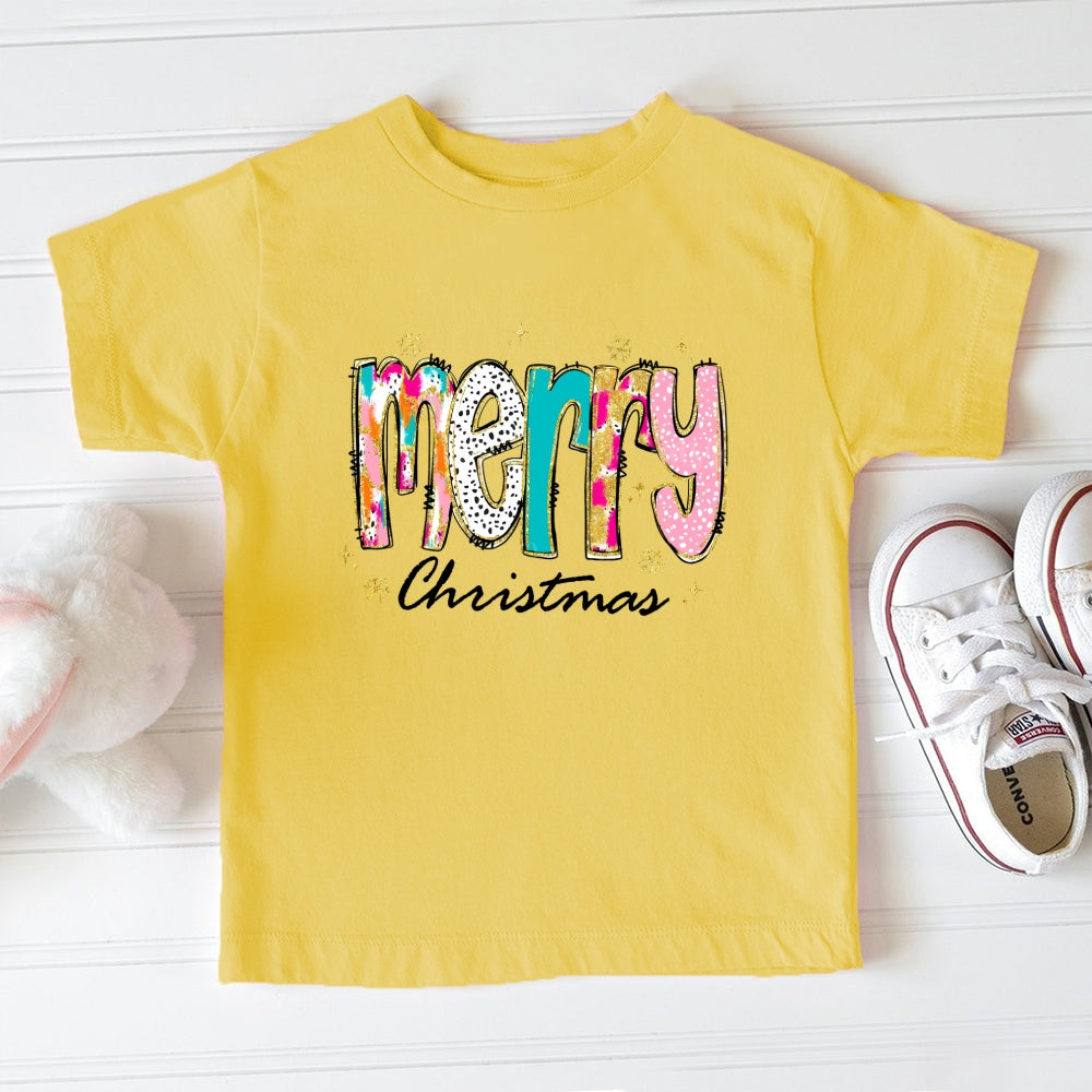 Merry Christmas Golden Snow Toddler T-Shirts