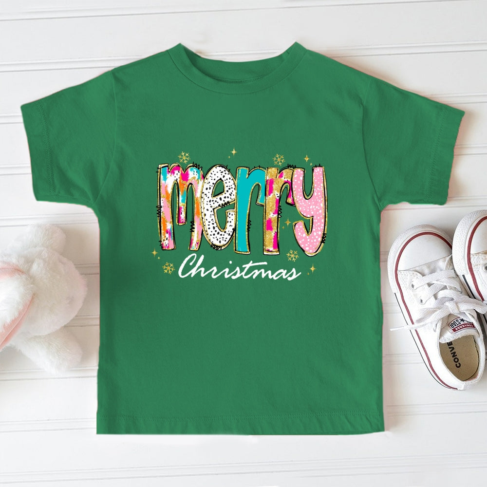 Merry Christmas Golden Snow Toddler T-Shirts