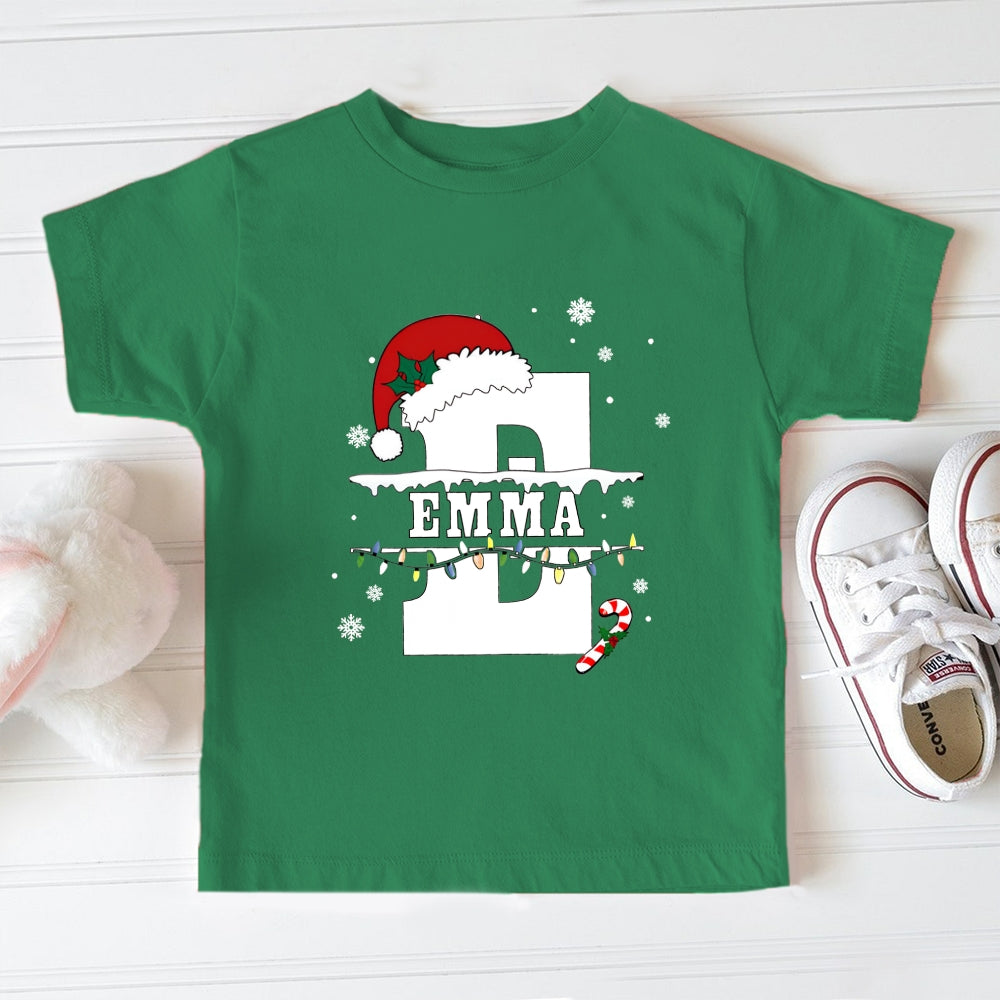 Personalized Name Christmas Hat  Light Toddler T-Shirts