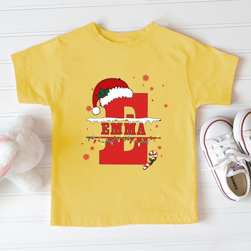 Personalized Name Christmas Hat  Light Toddler T-Shirts