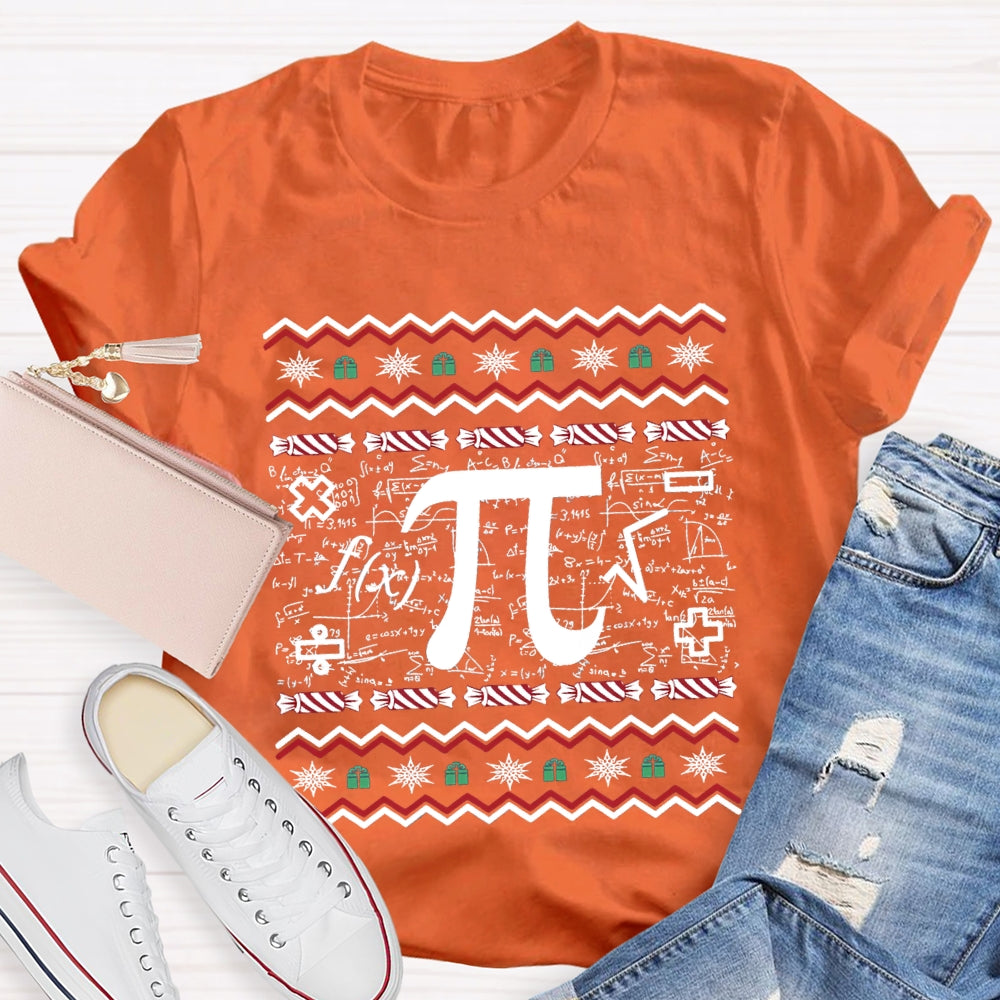 Christmas Candy And Pi Math Teacher Christmas T-shirt