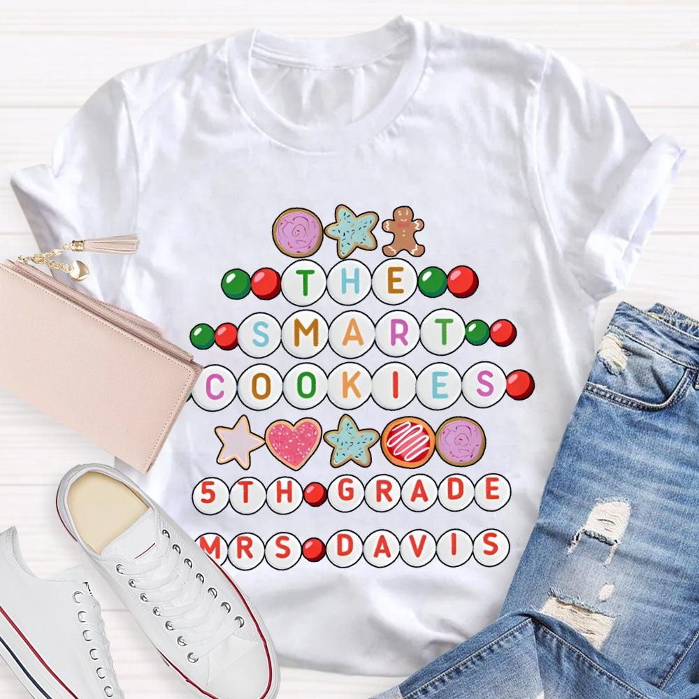 Personalized Name And Grade The Smart Cookies 5th Grade Christmas T-shirt