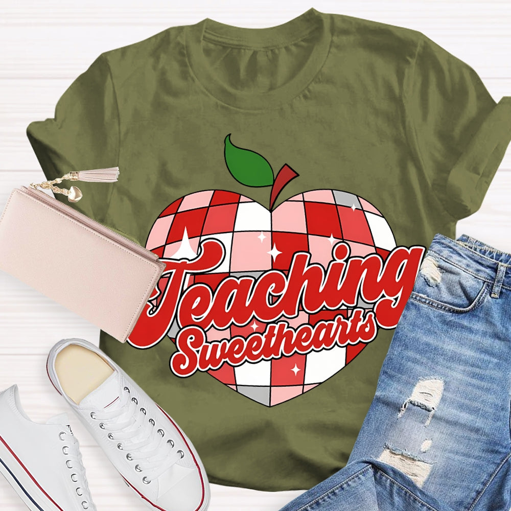 Teaching Sweethearts Red Checkered Heart T-shirt