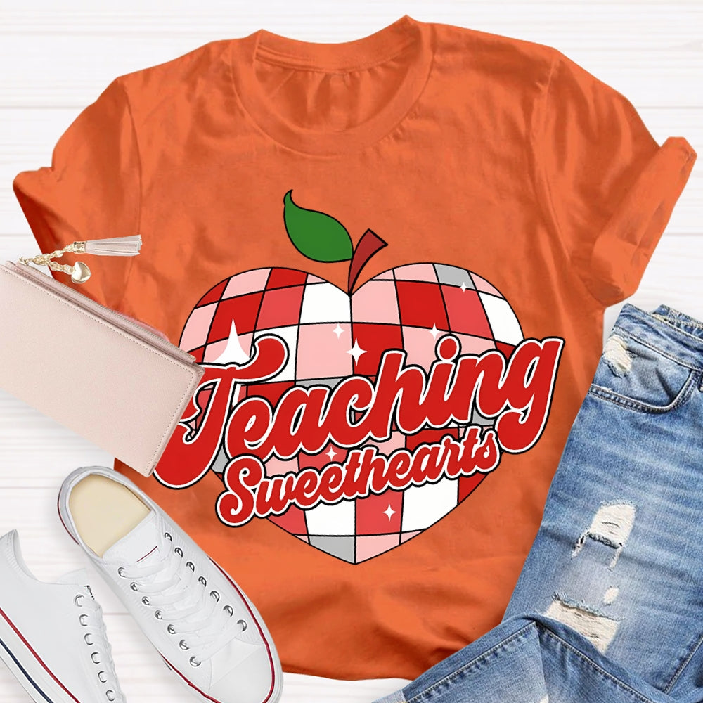 Teaching Sweethearts Red Checkered Heart T-shirt