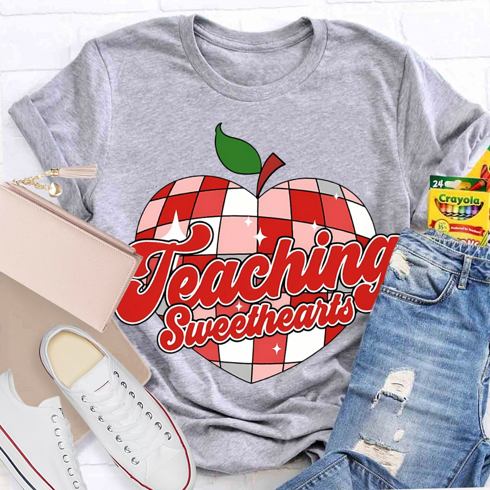 Teaching Sweethearts Red Checkered Heart T-shirt