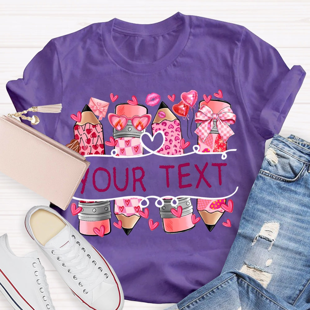 Personalized Text Pink Pencil And Little Heart T-shirt