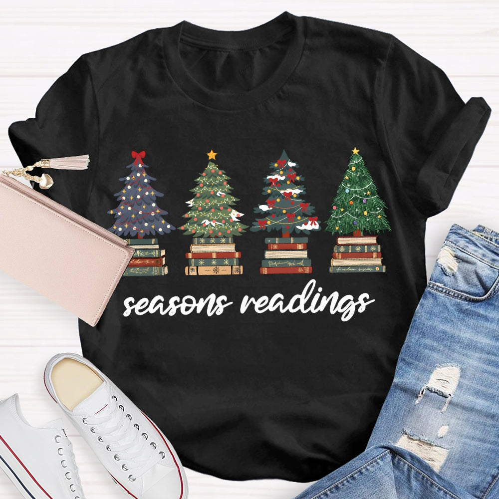 Season Reading Christmas Trees And Books T-shirt