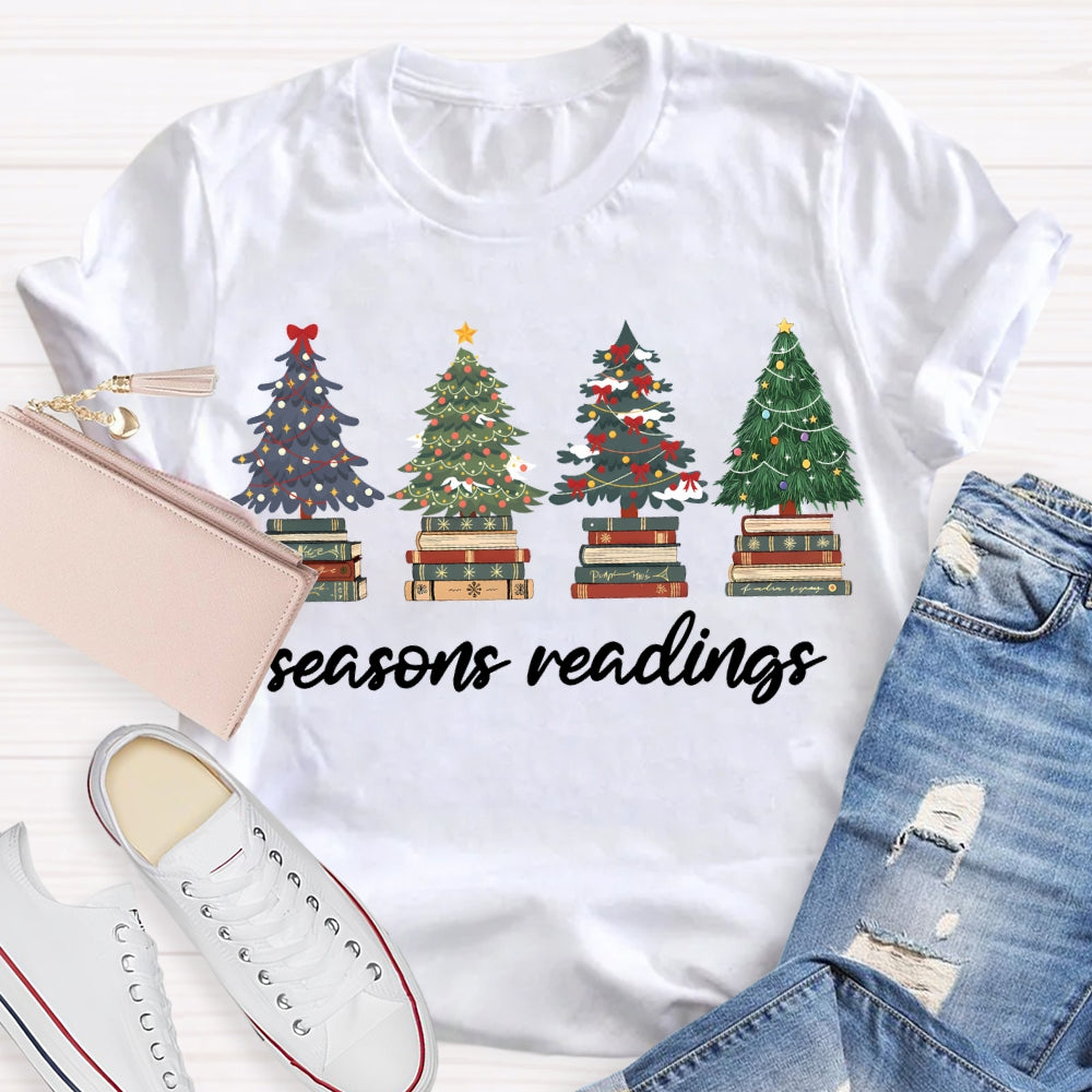 Season Reading Christmas Trees And Books T-shirt