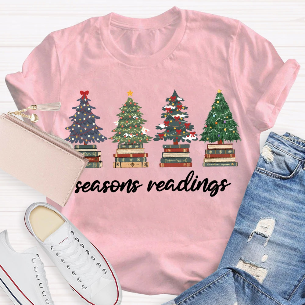 Season Reading Christmas Trees And Books T-shirt