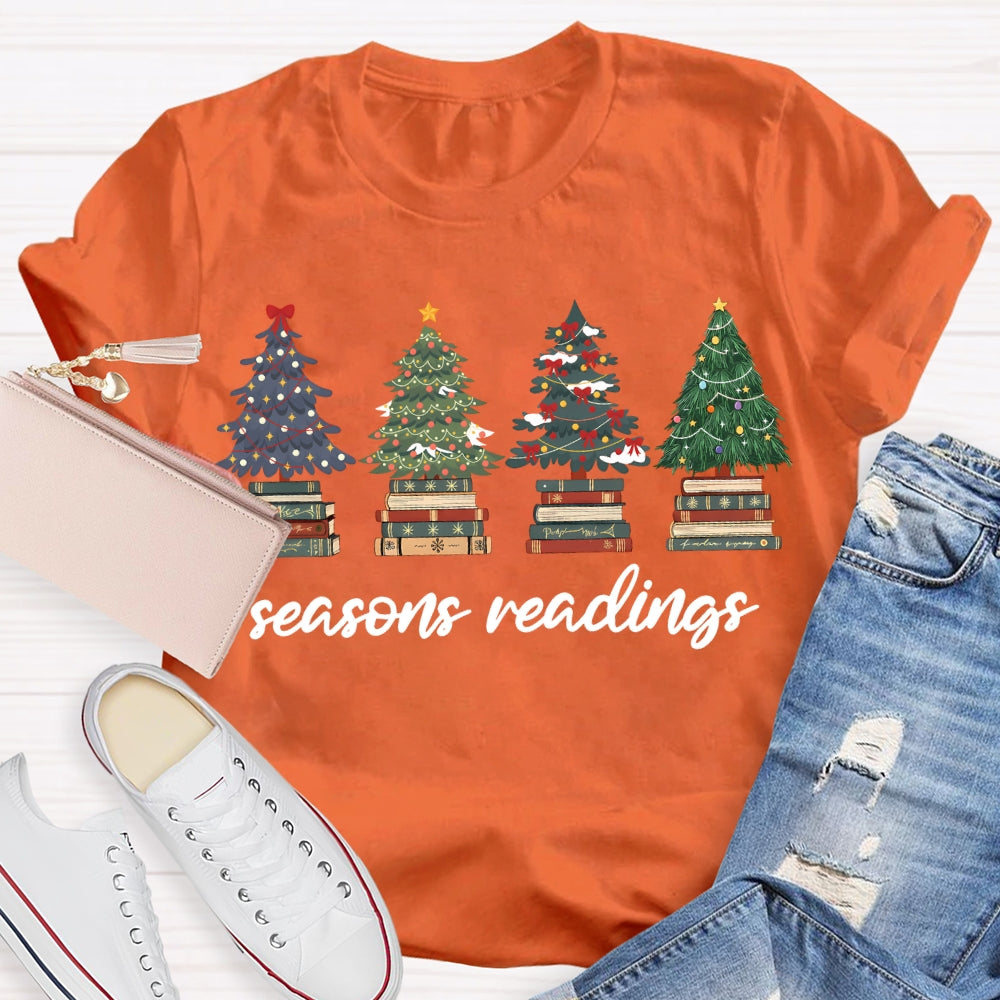 Season Reading Christmas Trees And Books T-shirt
