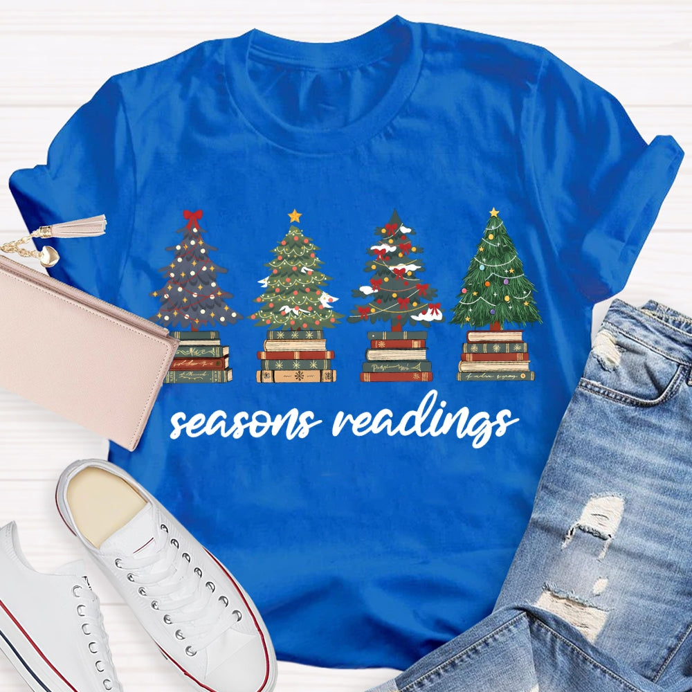 Season Reading Christmas Trees And Books T-shirt