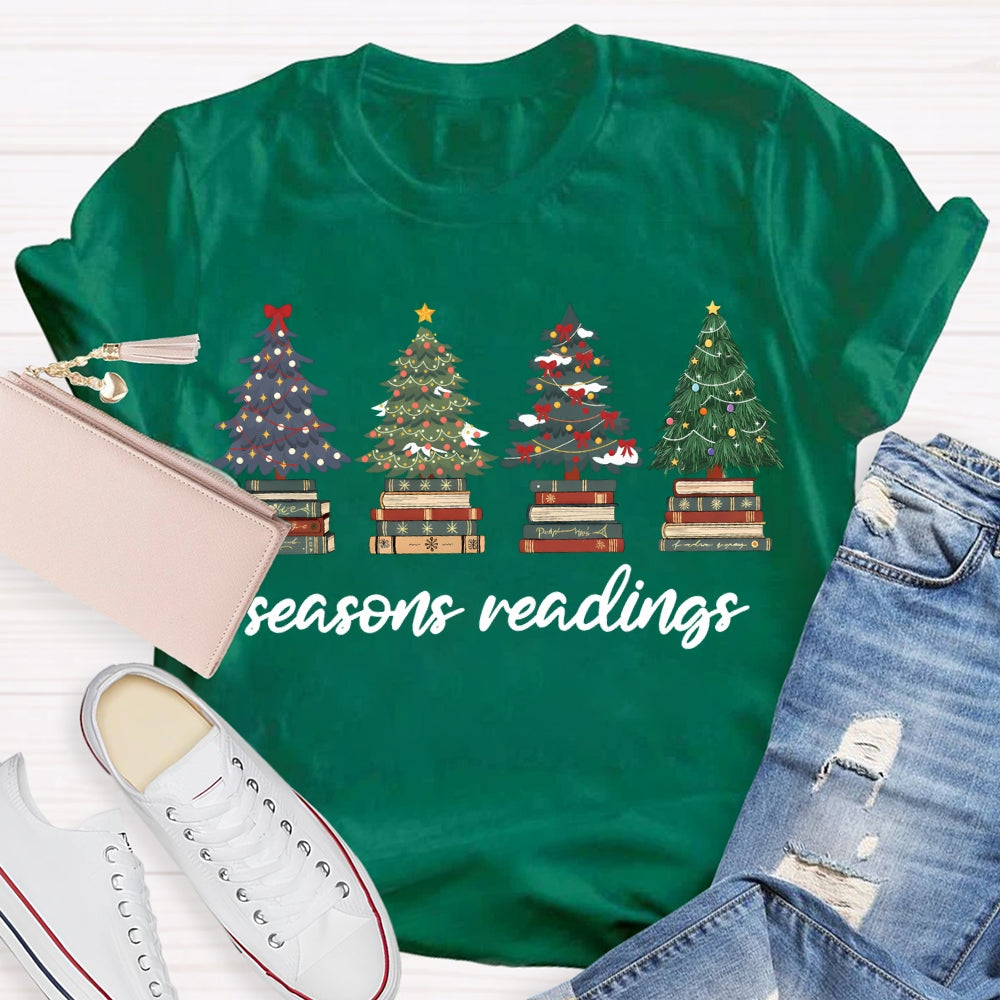 Season Reading Christmas Trees And Books T-shirt