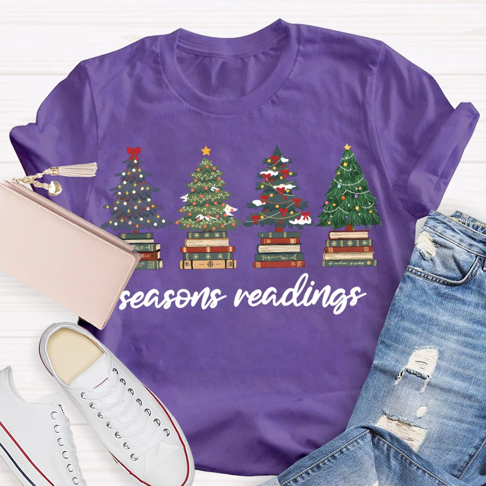 Season Reading Christmas Trees And Books T-shirt