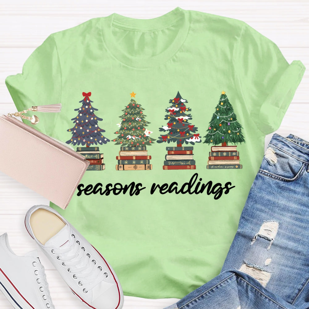 Season Reading Christmas Trees And Books T-shirt