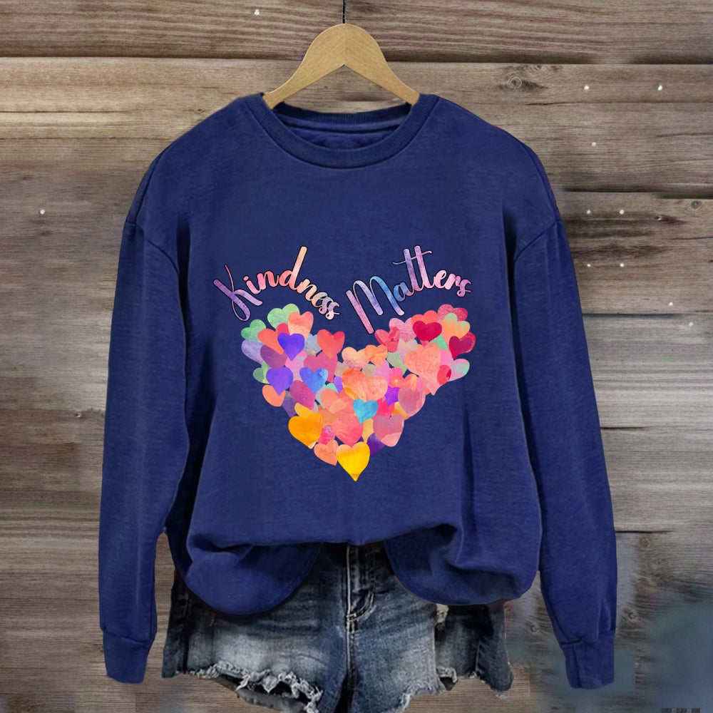 Kindness Matters Colorful Heart Sweatshirt