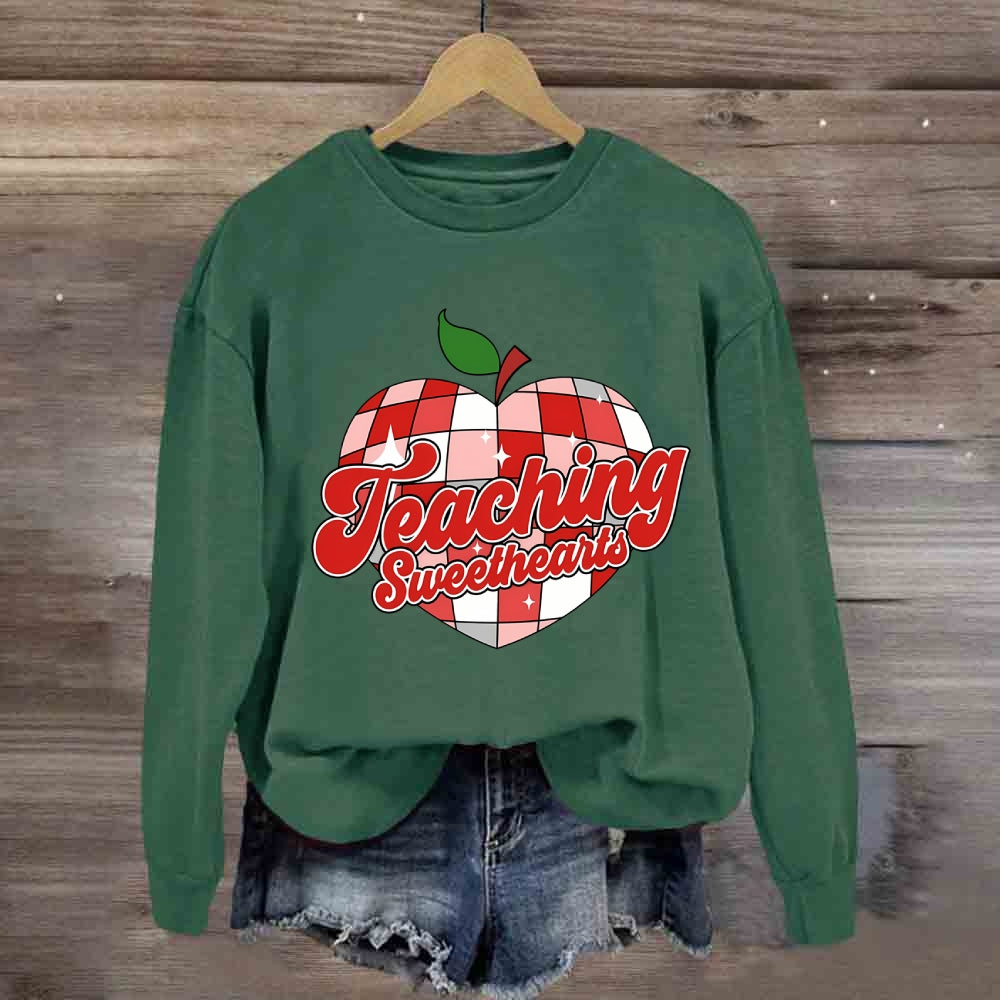 Teaching Sweetheart Pink Apple Heart Sweatshirt