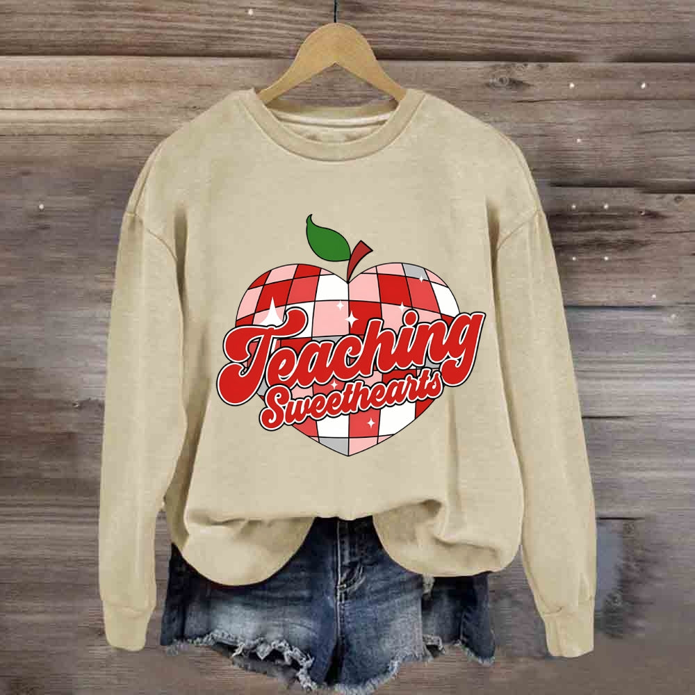 Teaching Sweetheart Pink Apple Heart Sweatshirt