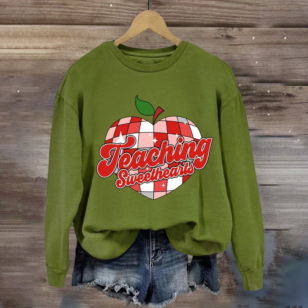 Teaching Sweetheart Pink Apple Heart Sweatshirt