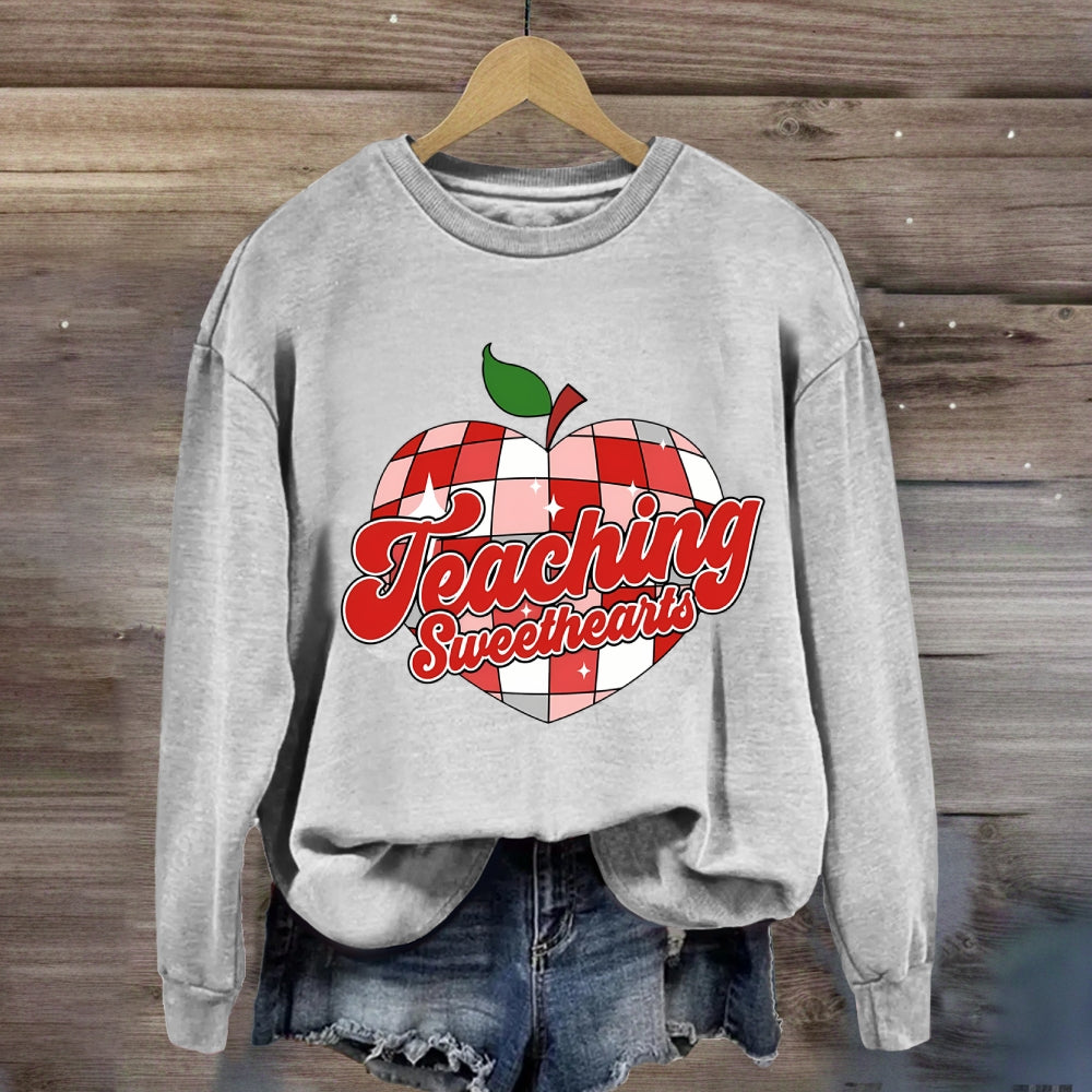 Teaching Sweetheart Pink Apple Heart Sweatshirt