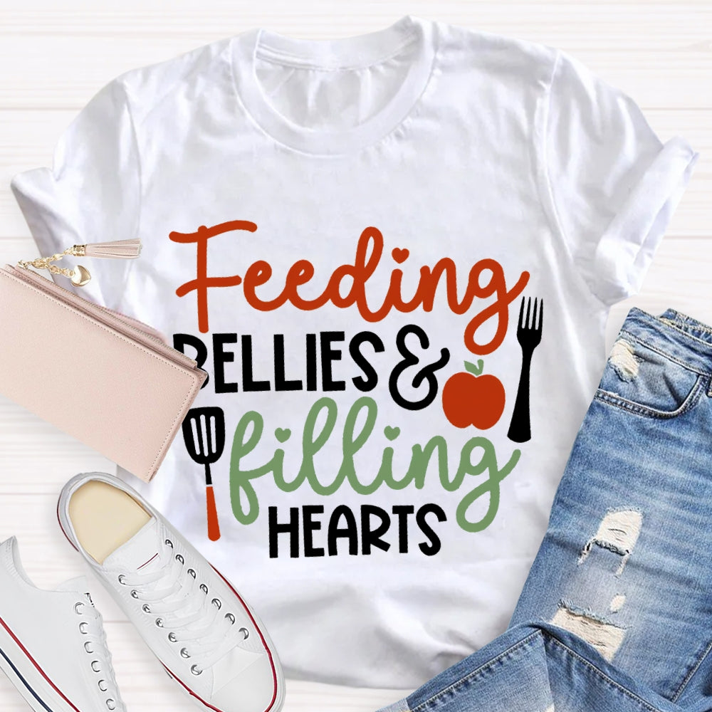 Feeding Bellies Filling Hearts Lunch Lady T-shirt
