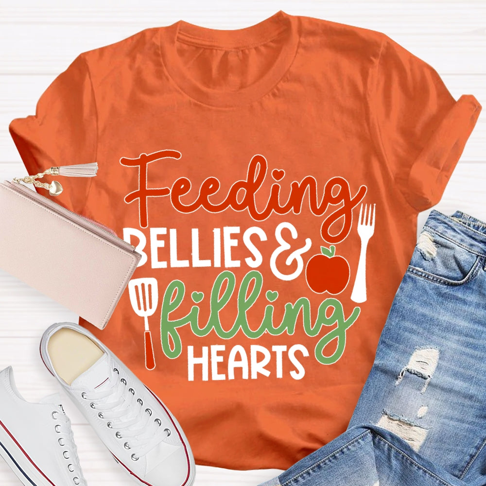 Feeding Bellies Filling Hearts Lunch Lady T-shirt