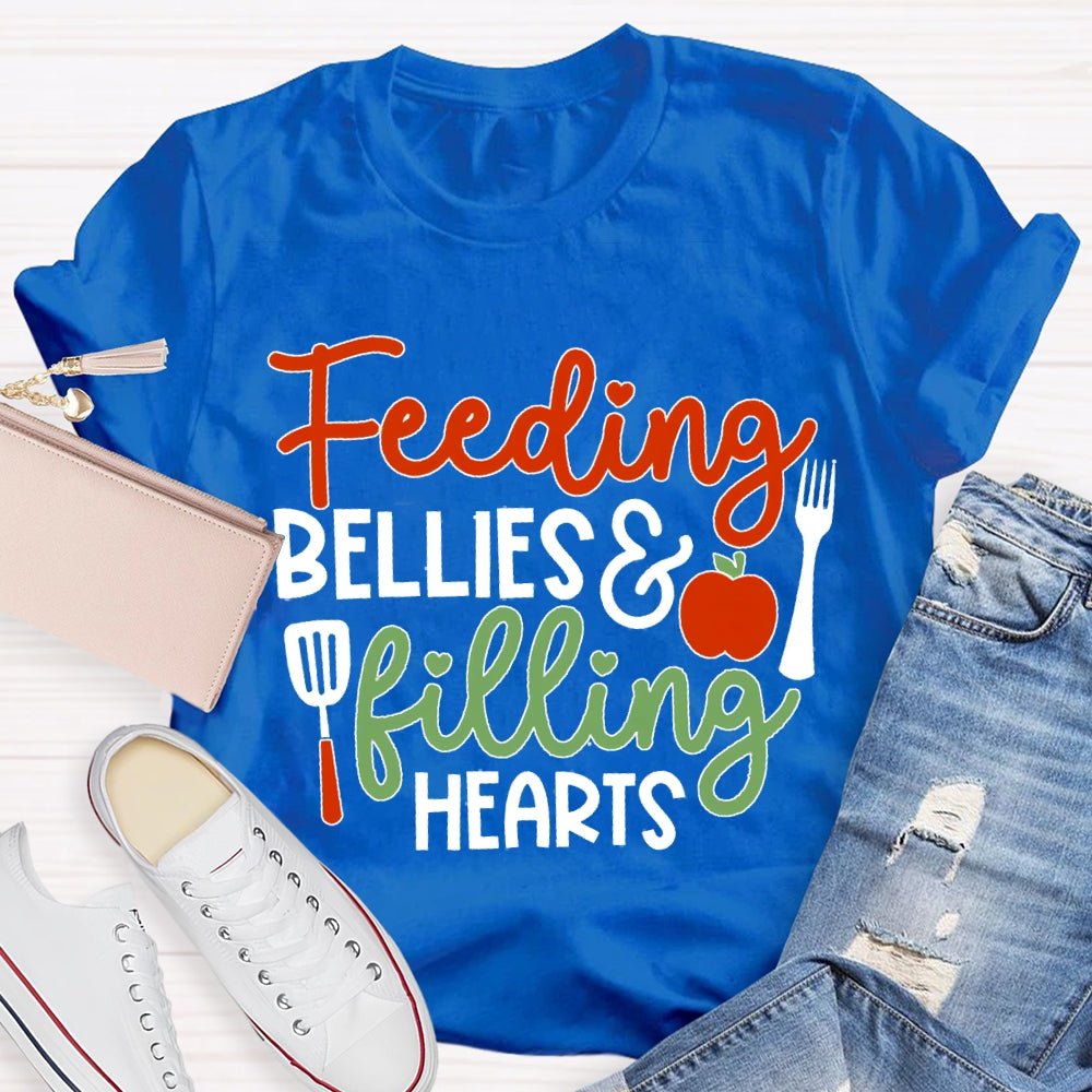 Feeding Bellies Filling Hearts Lunch Lady T-shirt