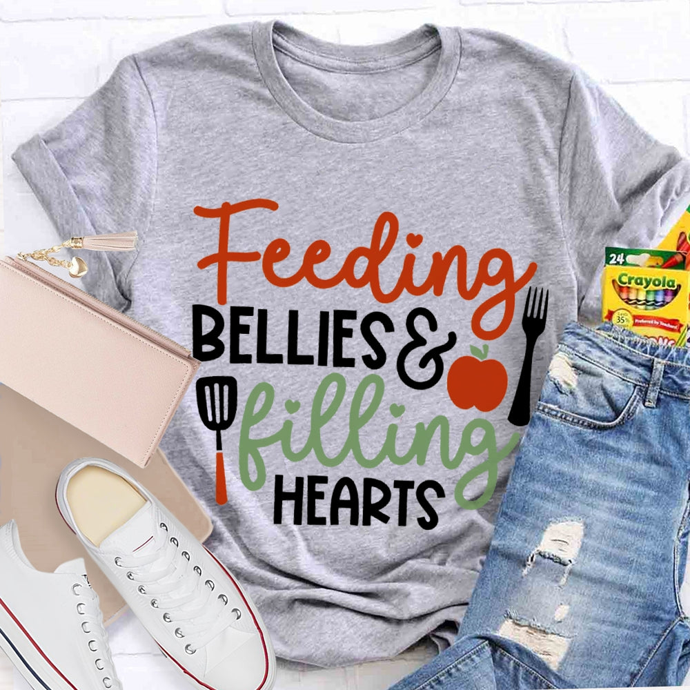Feeding Bellies Filling Hearts Lunch Lady T-shirt