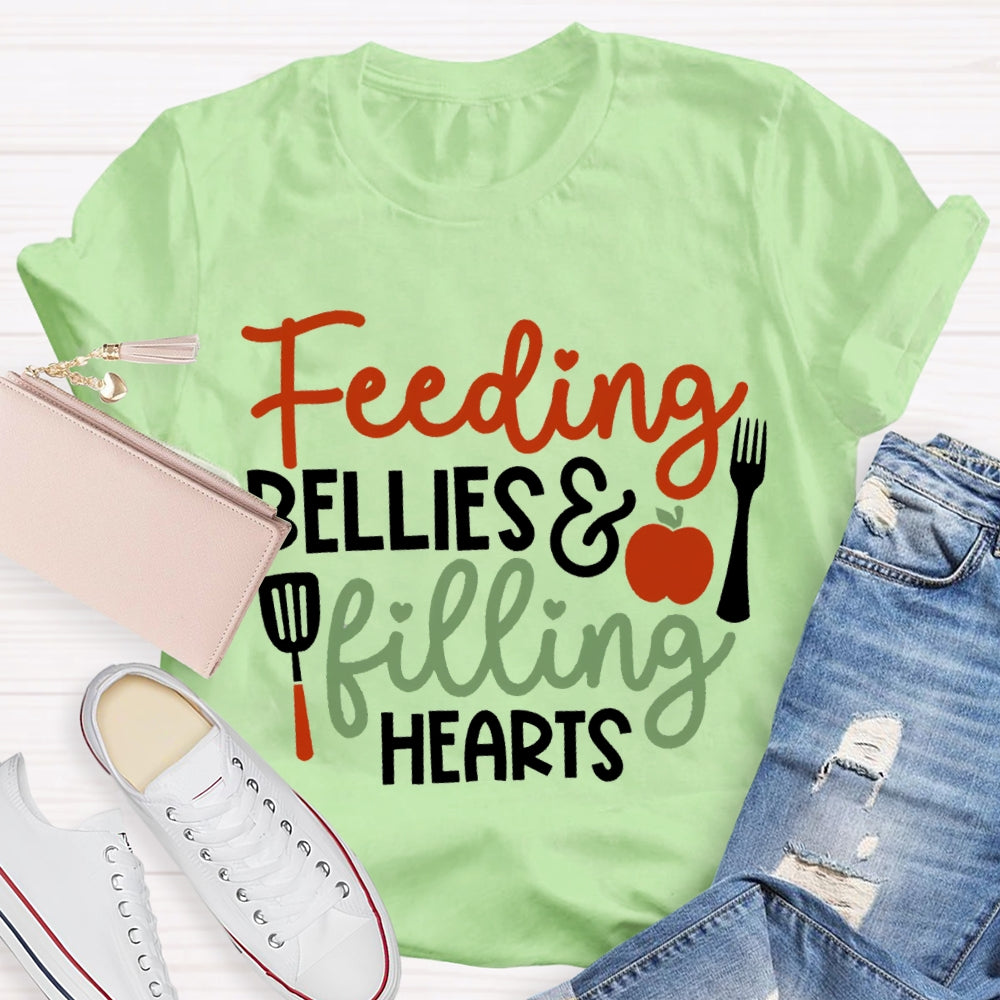 Feeding Bellies Filling Hearts Lunch Lady T-shirt
