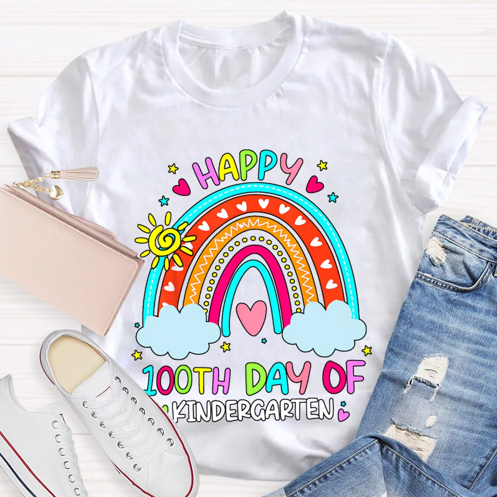 Personalized Grade Happy 100th Days Rainbow Bridge And Floral Font T-shirt
