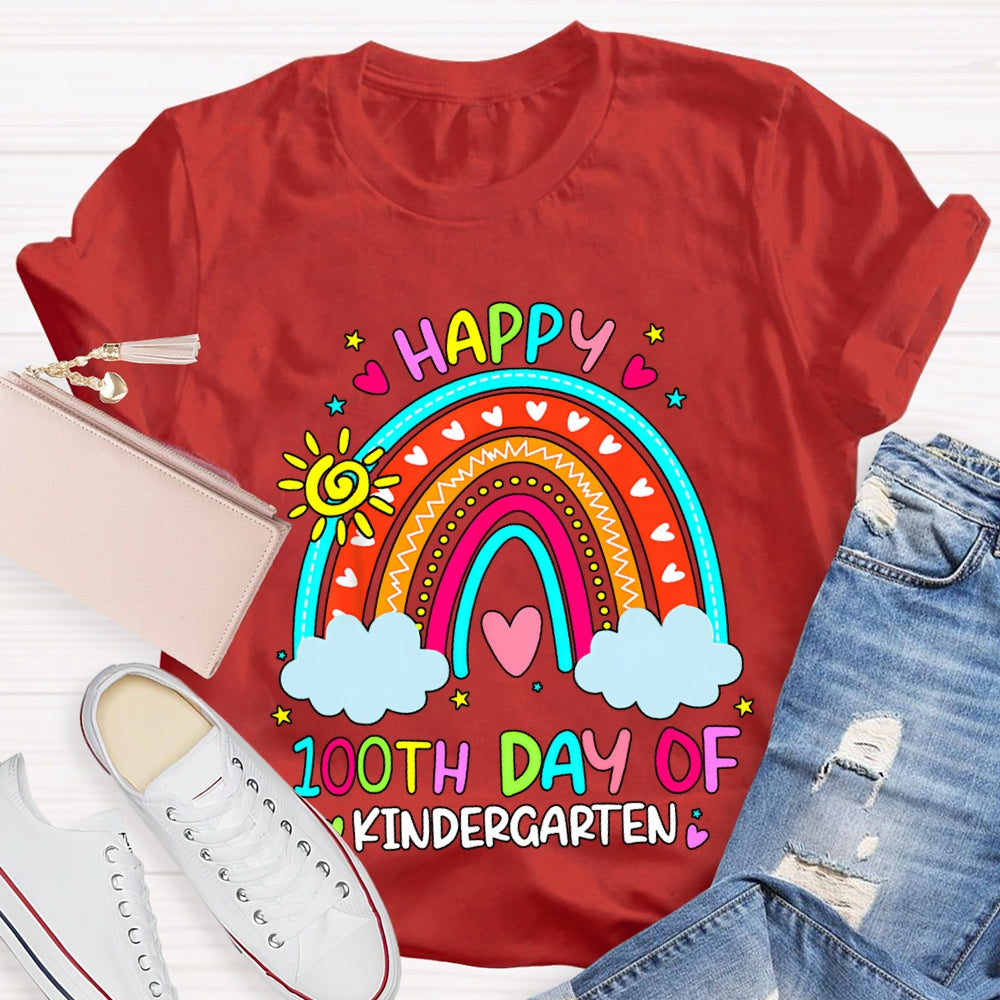 Personalized Grade Happy 100th Days Rainbow Bridge And Floral Font T-shirt