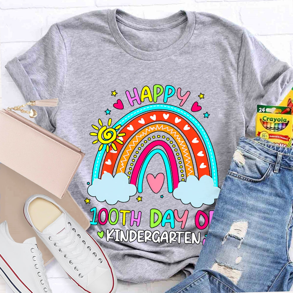 Personalized Grade Happy 100th Days Rainbow Bridge And Floral Font T-shirt