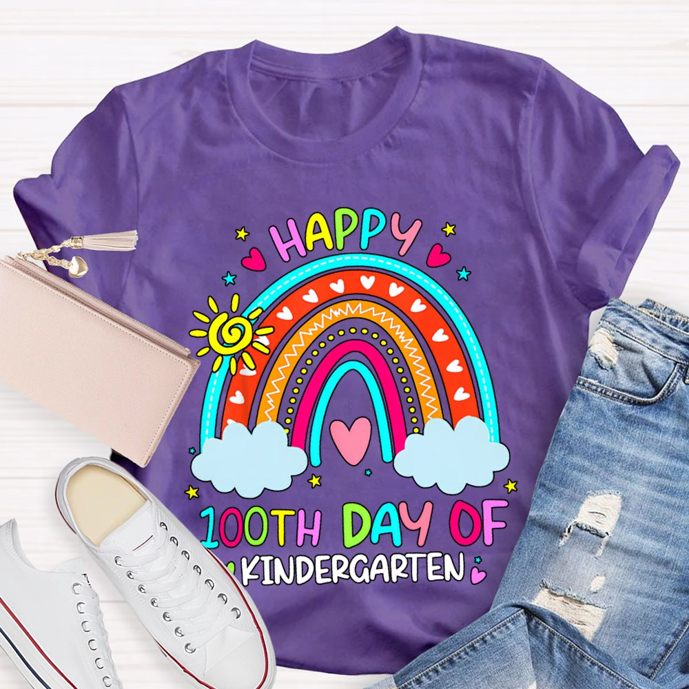 Personalized Grade Happy 100th Days Rainbow Bridge And Floral Font T-shirt