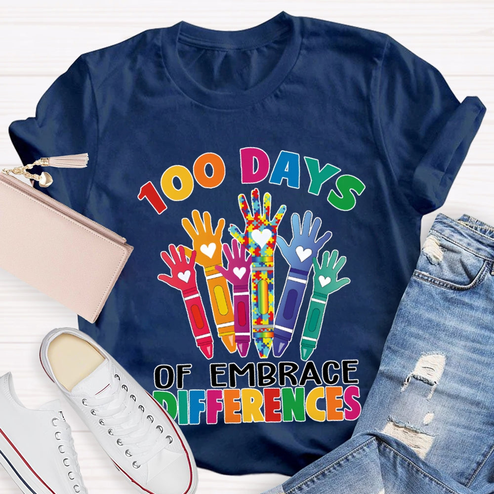 100 Days Of Embrace Difference Colored Fonts T-shirt