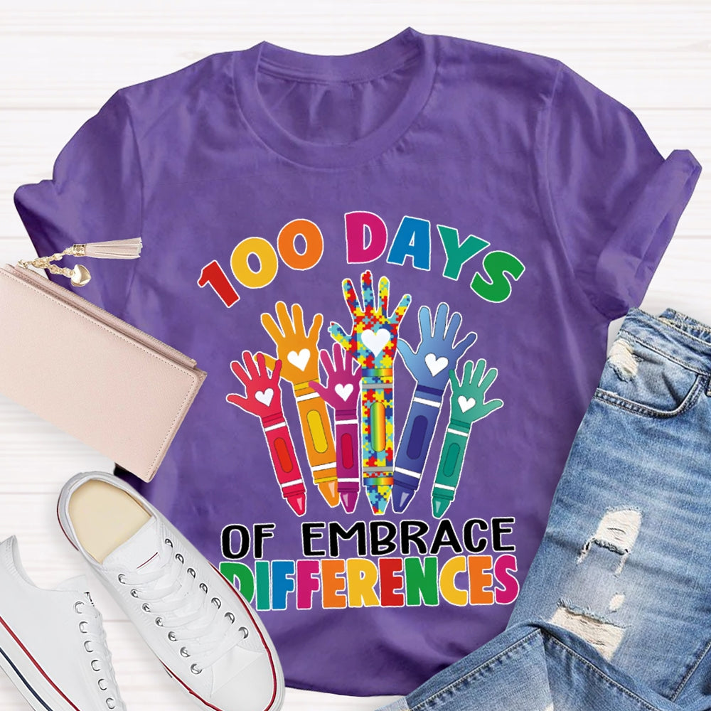 100 Days Of Embrace Difference Colored Fonts T-shirt