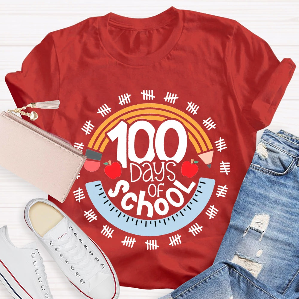 100 Days Of School Pencil And Ruler T-shirt