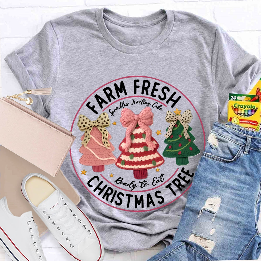Farm Fresh Reading To Eat Christmas Tree T-shirt