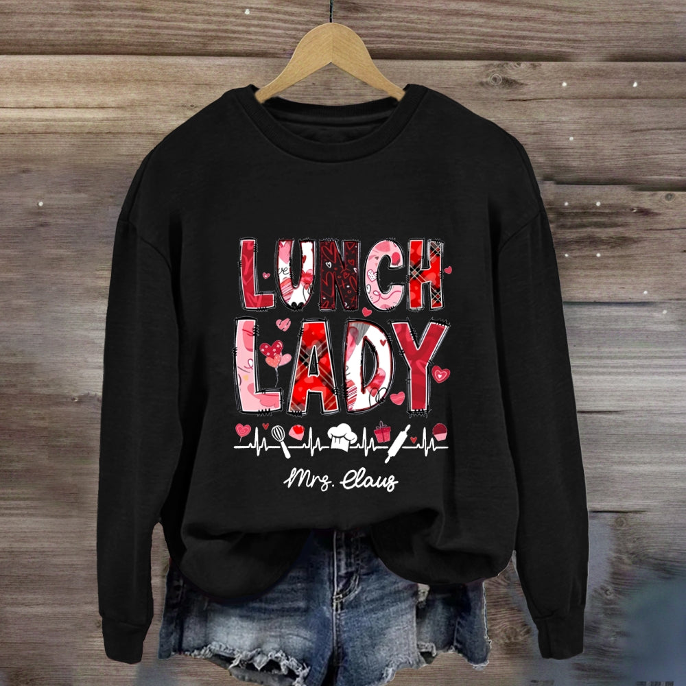 Personalized Name Lunch Lady Pink Font Sweatshirt
