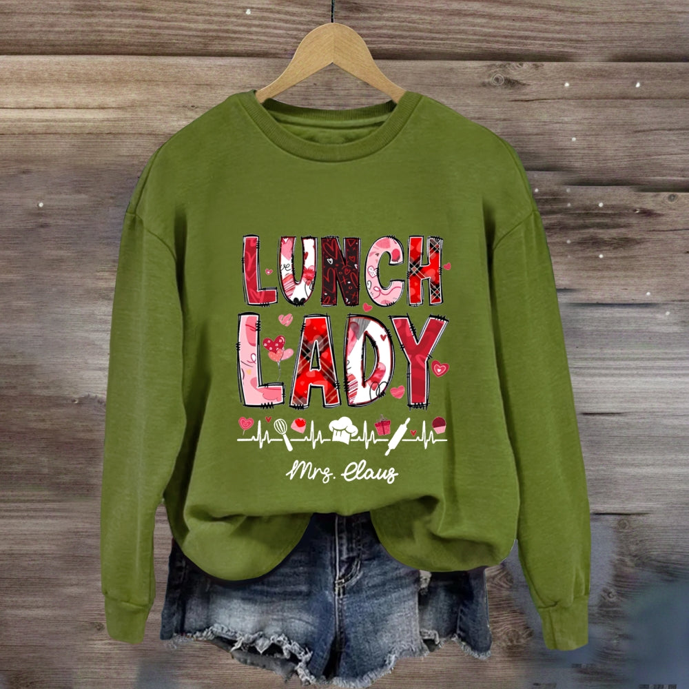 Personalized Name Lunch Lady Pink Font Sweatshirt