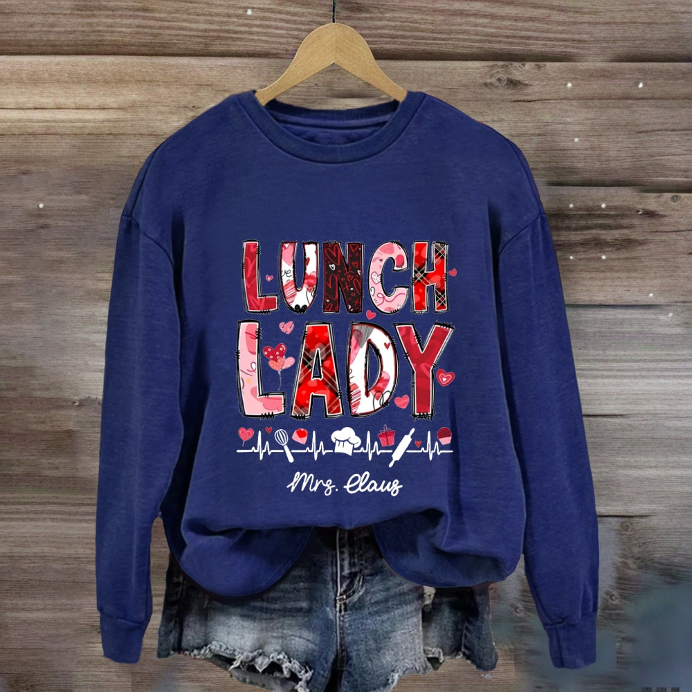 Personalized Name Lunch Lady Pink Font Sweatshirt