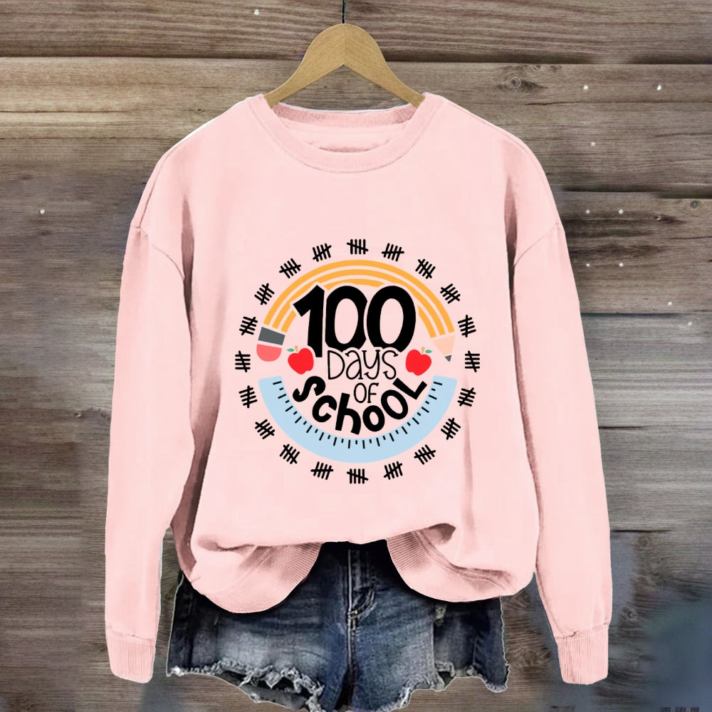 100 Days Of School Pencil And Ruler Sweatshirt