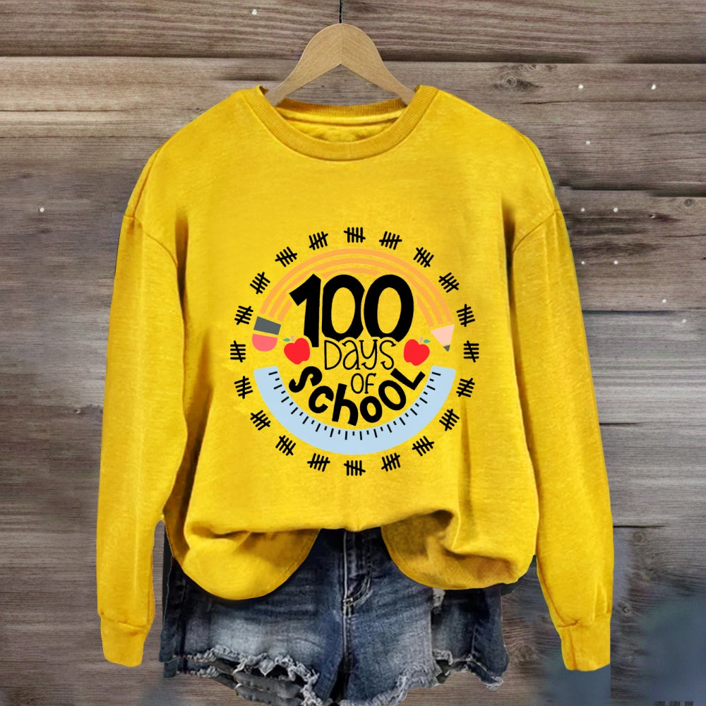 100 Days Of School Pencil And Ruler Sweatshirt