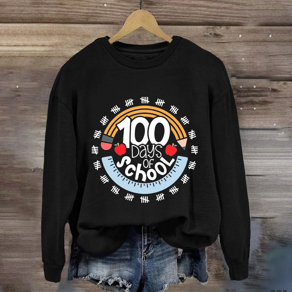 100 Days Of School Pencil And Ruler Sweatshirt