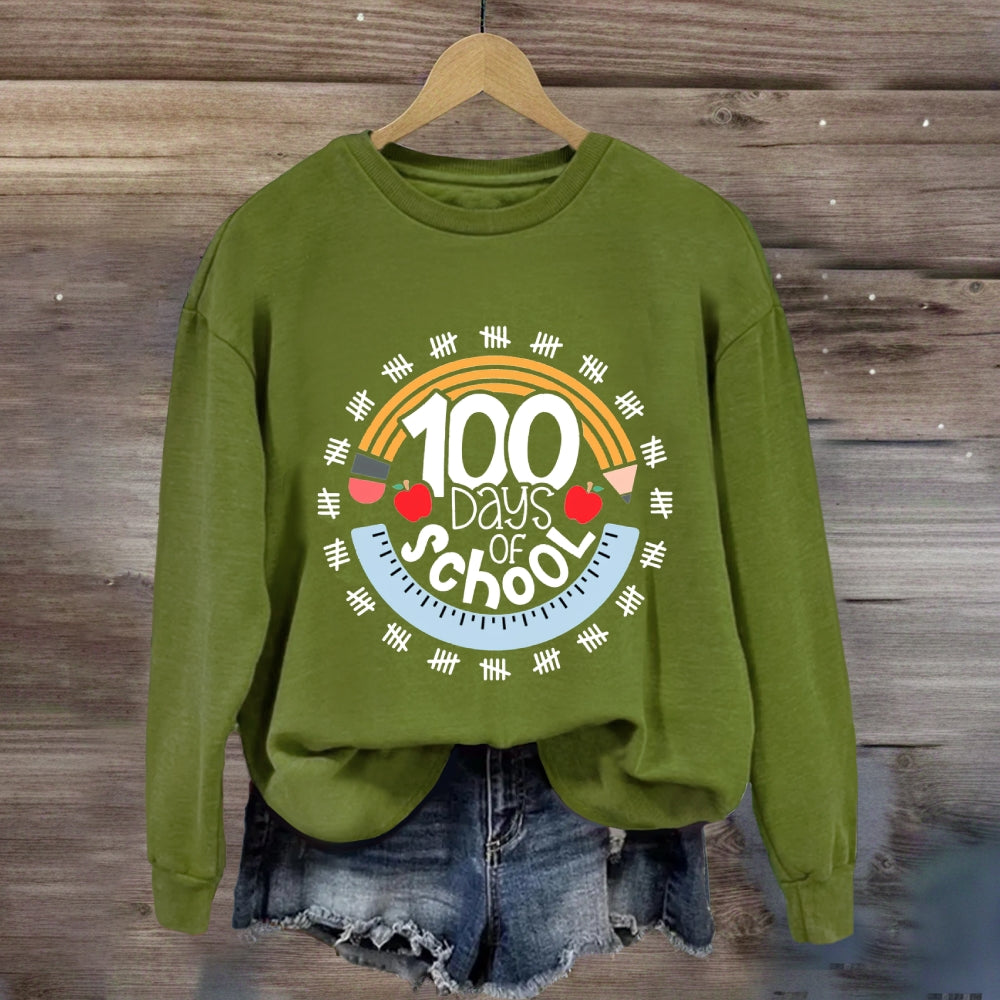 100 Days Of School Pencil And Ruler Sweatshirt